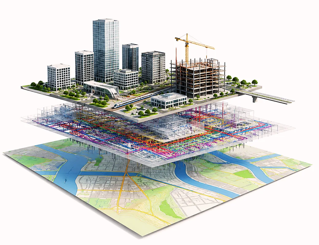 Mô hình BIM nhiều lớp được tích hợp với dữ liệu GIS